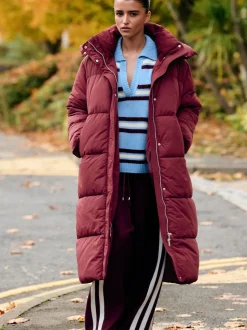 Red Shower Resistant Longline Padded Coat