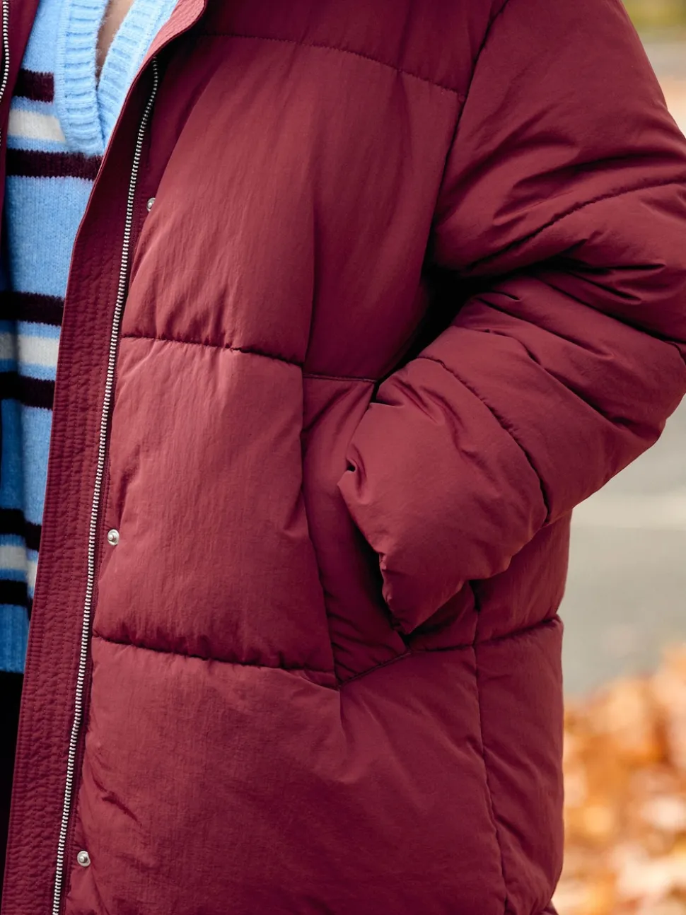 Red Shower Resistant Longline Padded Coat
