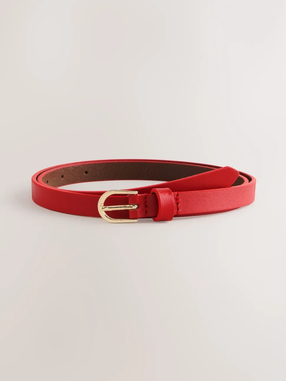 Red Skinny Leather Belt