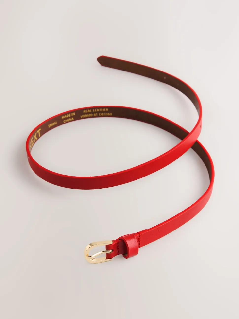 Red Skinny Leather Belt