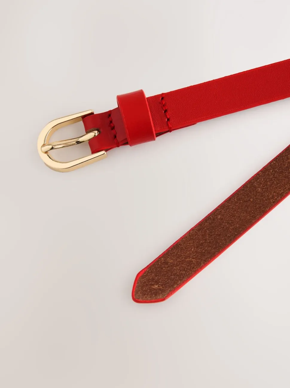 Red Skinny Leather Belt