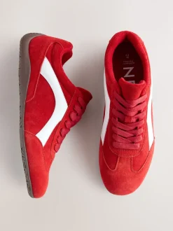 Red Suede Forever Comfort® Leather Slimsole Lace-Up Trainers