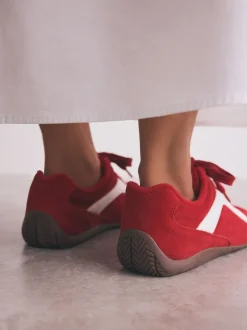 Red Suede Forever Comfort® Leather Slimsole Lace-Up Trainers