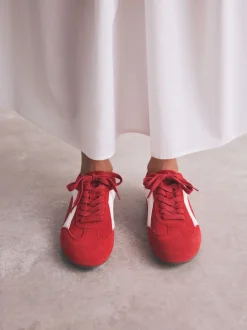 Red Suede Forever Comfort® Leather Slimsole Lace-Up Trainers