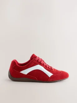 Red Suede Forever Comfort® Leather Slimsole Lace-Up Trainers