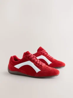 Red Suede Forever Comfort® Leather Slimsole Lace-Up Trainers