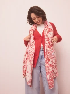 Red Valentine Patchwork Lightweight Scarf