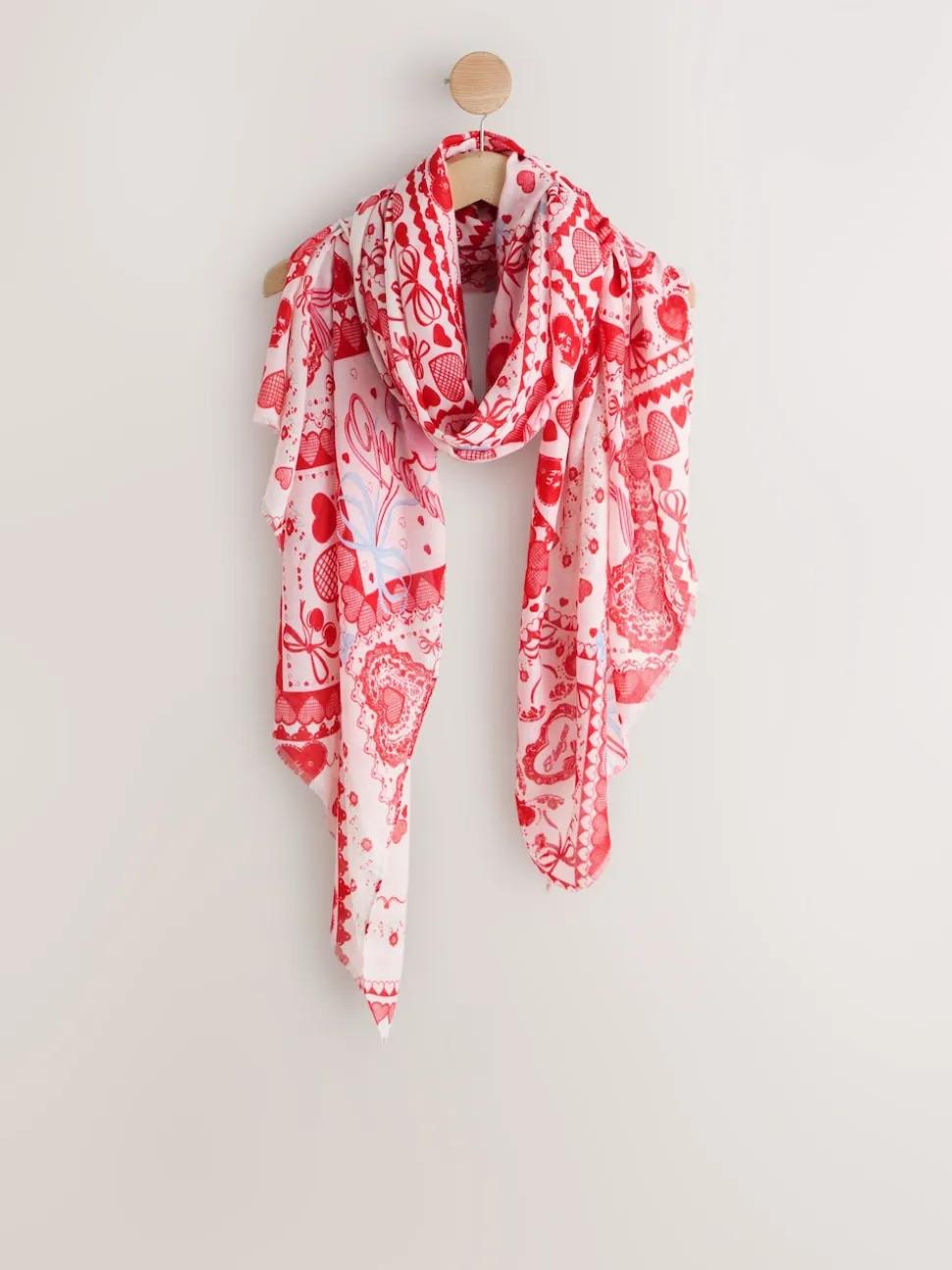 Red Valentine Patchwork Lightweight Scarf