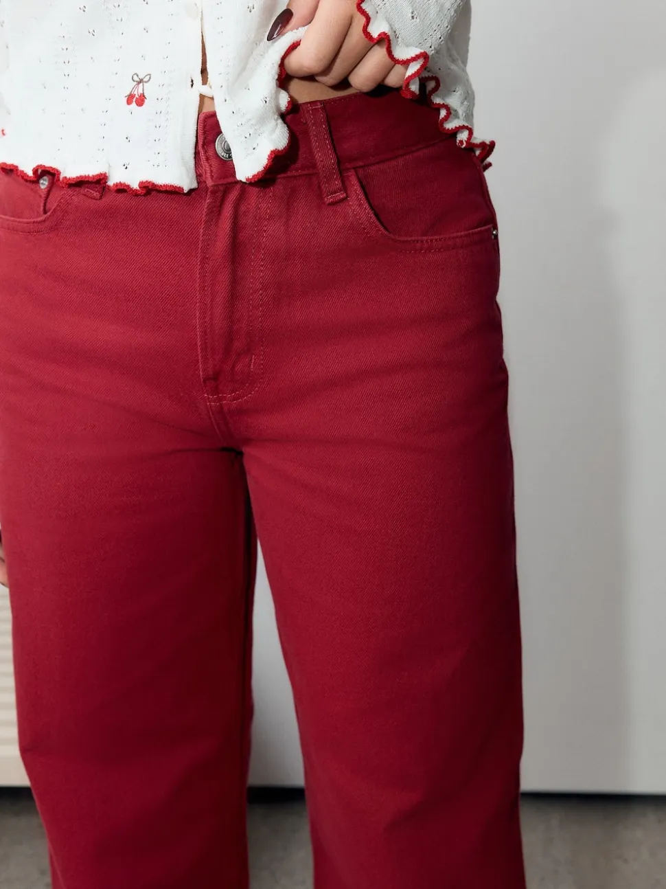 Red Wide Leg Jeans
