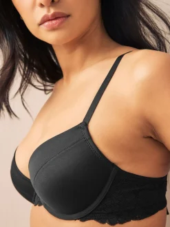 Red/Black Push Up Pad Plunge A-E Smoothing T-Shirt Bras 2 Pack