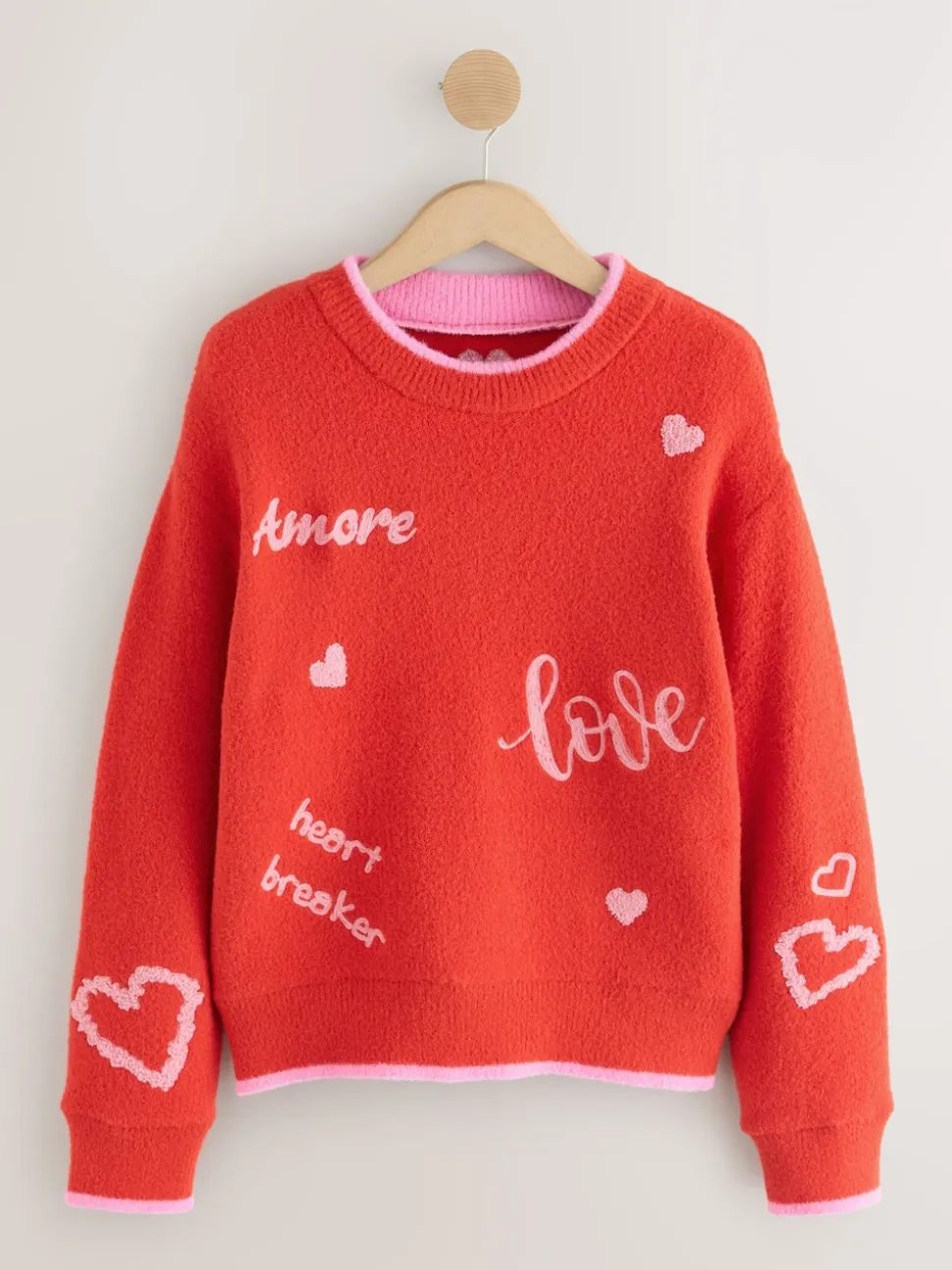 Red/Pink Cosy Embroidered Valentines Jumper