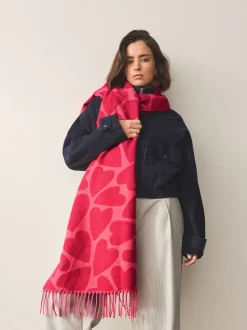 Red/Pink Heart Print Midweight Scarf