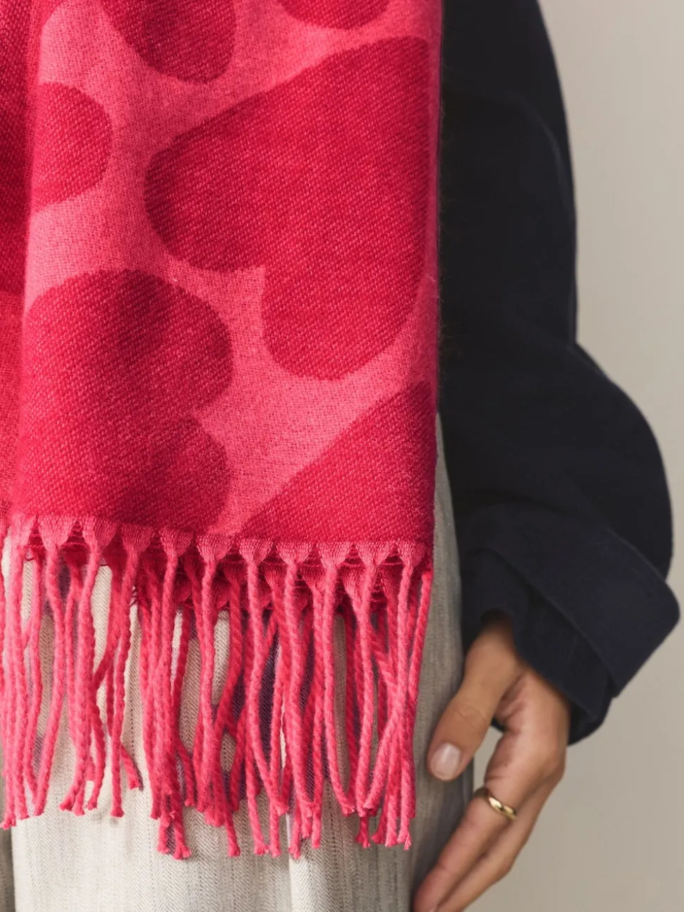 Red/Pink Heart Print Midweight Scarf