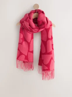 Red/Pink Heart Print Midweight Scarf