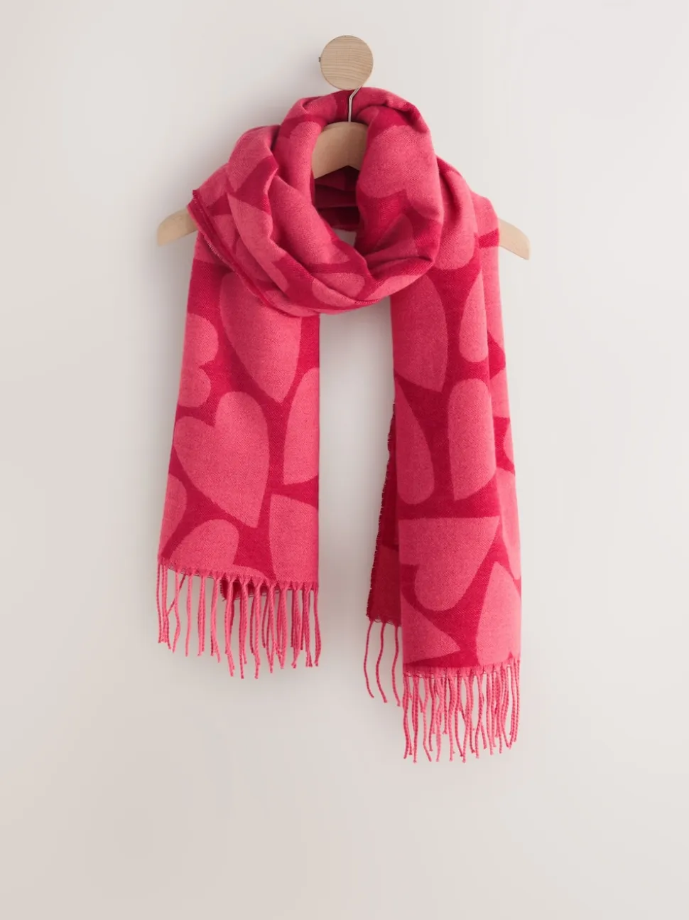 Red/Pink Heart Print Midweight Scarf