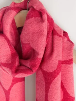 Red/Pink Heart Print Midweight Scarf