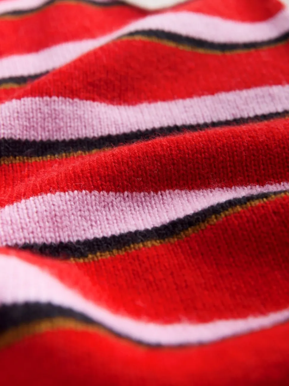 Red/Pink Stripe 100% Wool N.Premium Polo Jumper