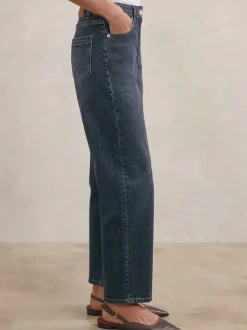 Reiss Antique Mid Blue Selin Mid-Rise Straight-Leg Jeans