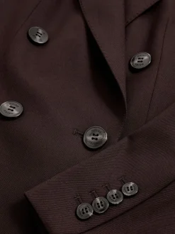 Reiss Aubergine Solene Wool-Blend Double-Breasted Suit Blazer