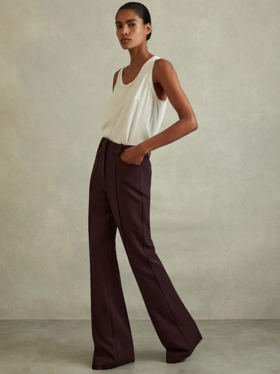 Reiss Berry Gabi Petite Flared Suit Trousers