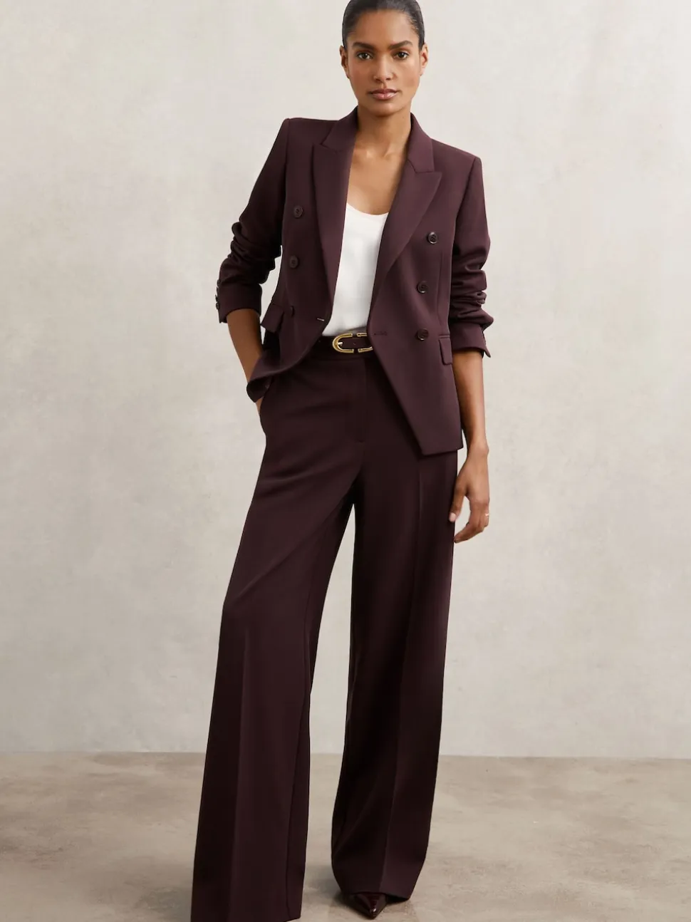 Reiss Berry Gabi Petite Wide-Leg Suit Trousers