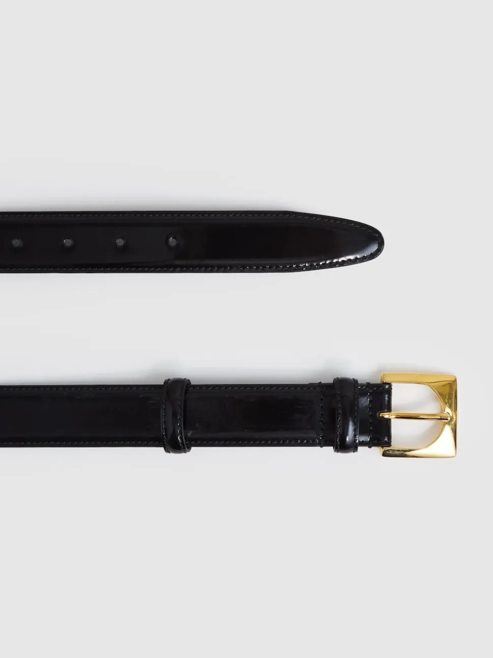 Reiss Black Belinda Leather Square-Buckle Belt