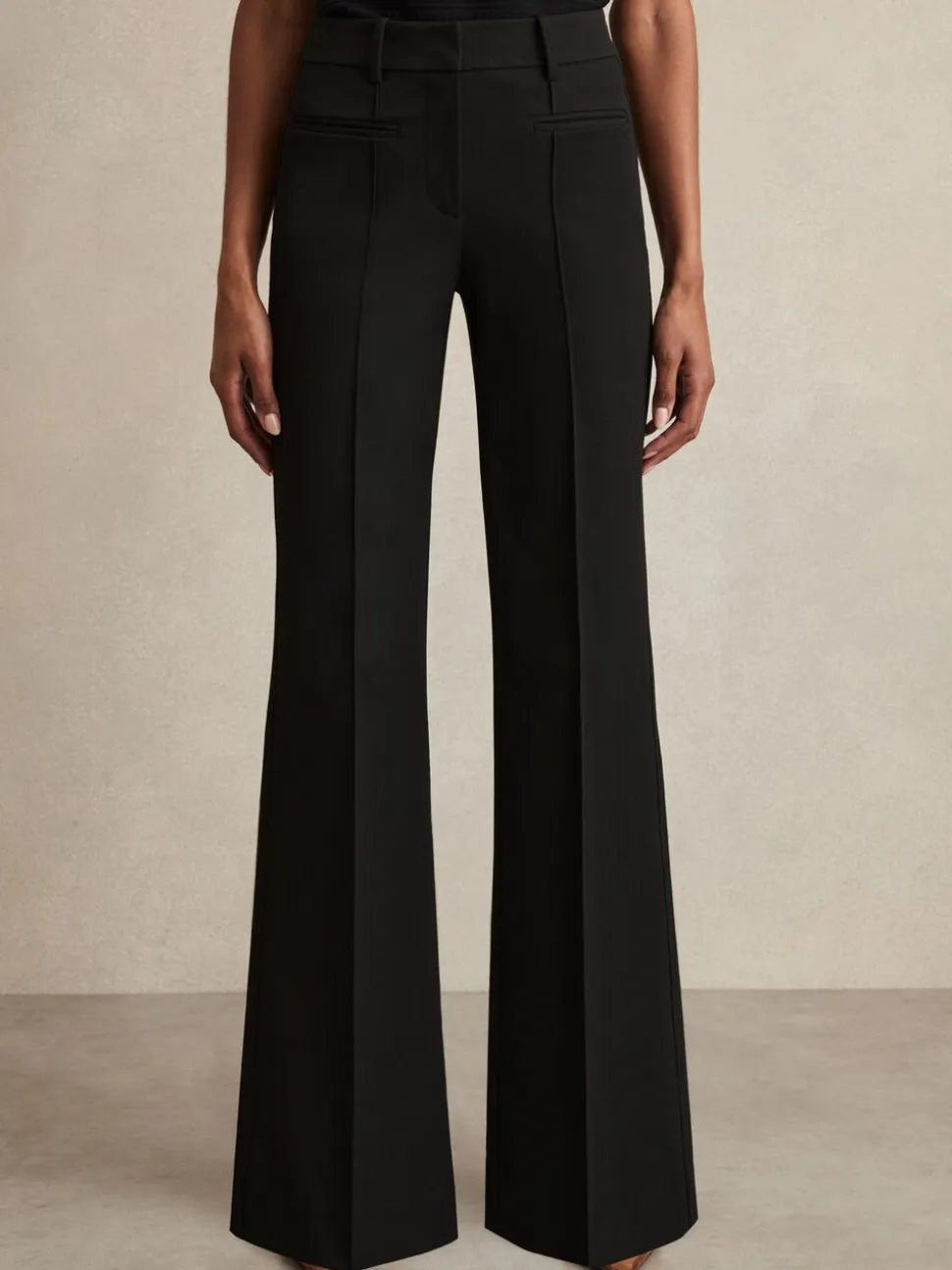 Reiss Black Claude High Rise Flared Trousers