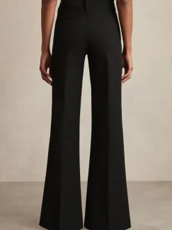 Reiss Black Claude High Rise Flared Trousers