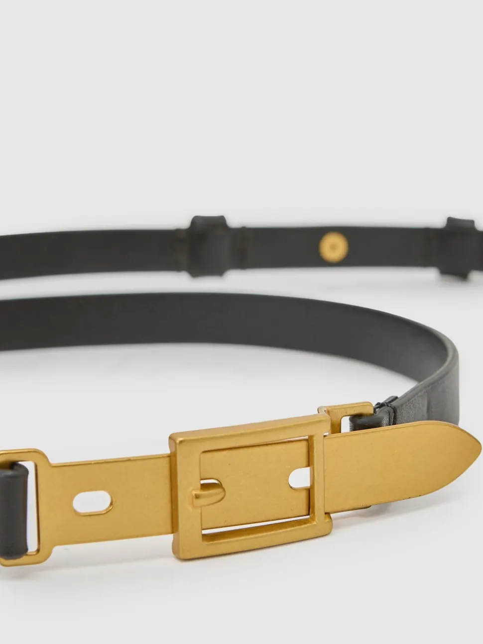 Reiss Black Cora Leather Buckle-Hardware Belt