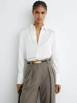 Reiss Black Cora Leather Buckle-Hardware Belt