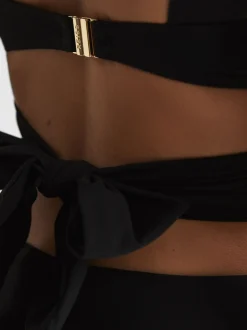 Reiss Black Cristina Wrap Design Bikini Top
