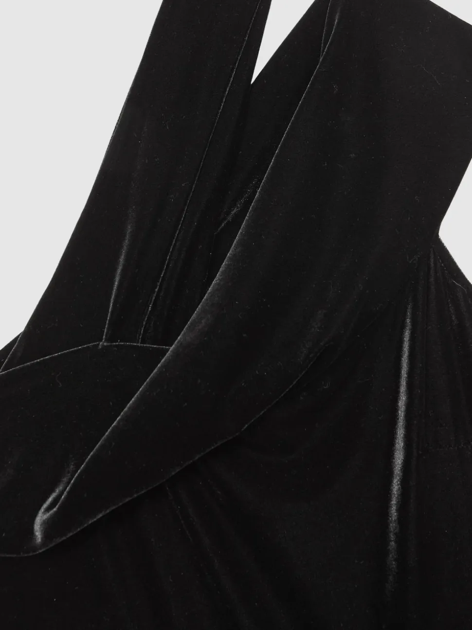 Reiss Black Daria Velvet One-Shoulder Wide-Leg Jumpsuit