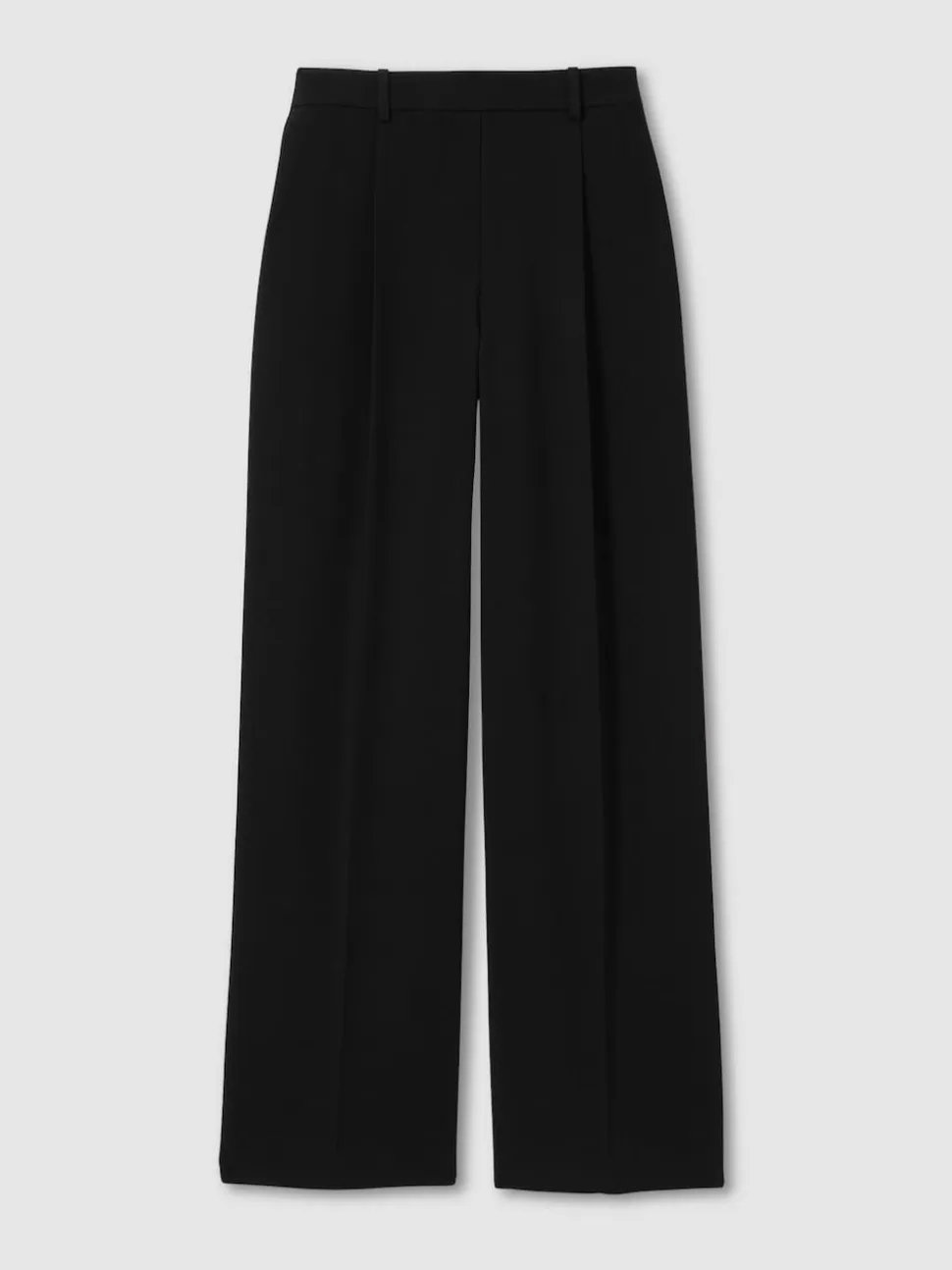 Reiss Black Eden Elasticated-Waist Wide-Leg Twill Trousers