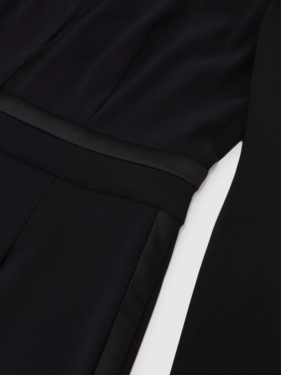 Reiss Black Evora Petite Plunge-Neck Split-Sleeve Jumpsuit