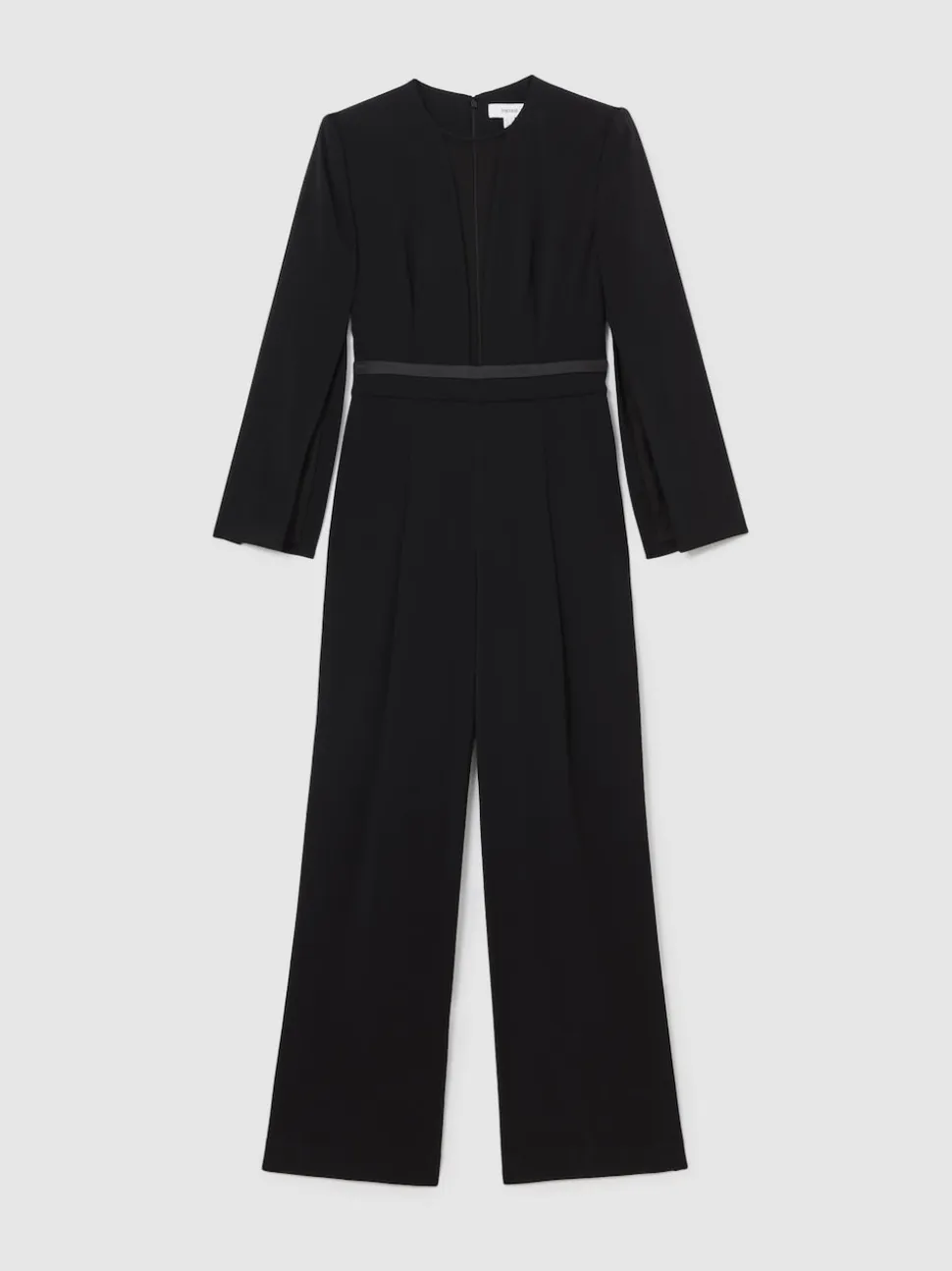 Reiss Black Evora Plunge-Neck Split-Sleeve Jumpsuit
