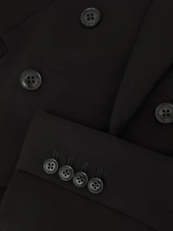 Reiss Black Gabi Double-Breasted Suit Blazer