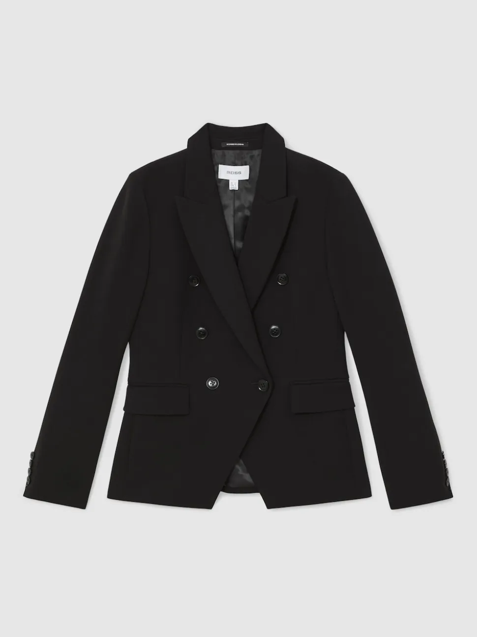 Reiss Black Gabi Petite Double-Breasted Suit Blazer