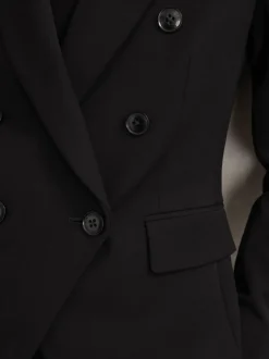 Reiss Black Gabi Petite Double-Breasted Suit Blazer