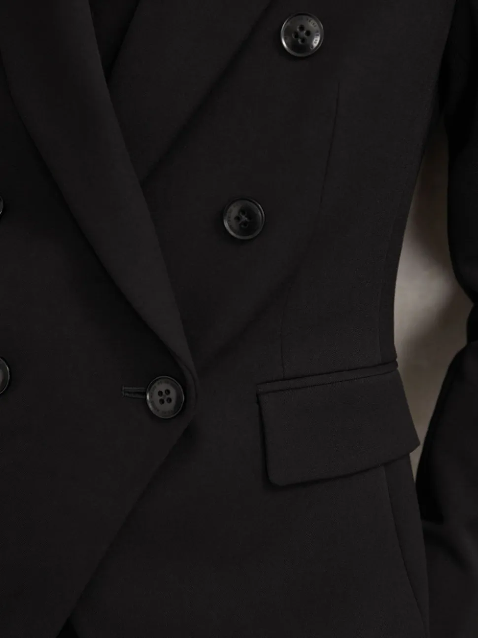 Reiss Black Gabi Petite Double-Breasted Suit Blazer