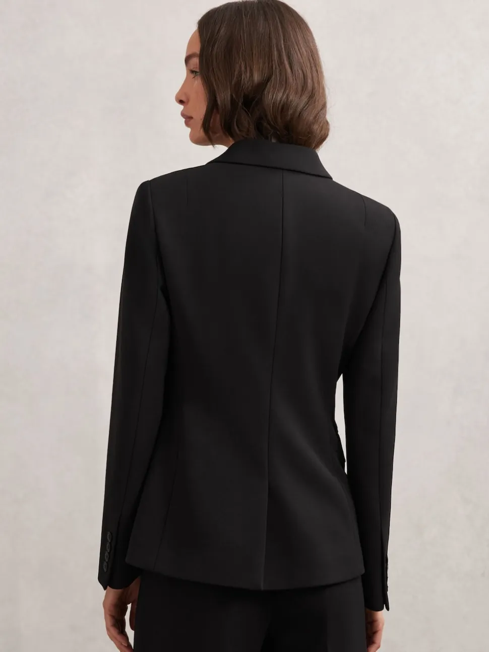 Reiss Black Gabi Petite Double-Breasted Suit Blazer