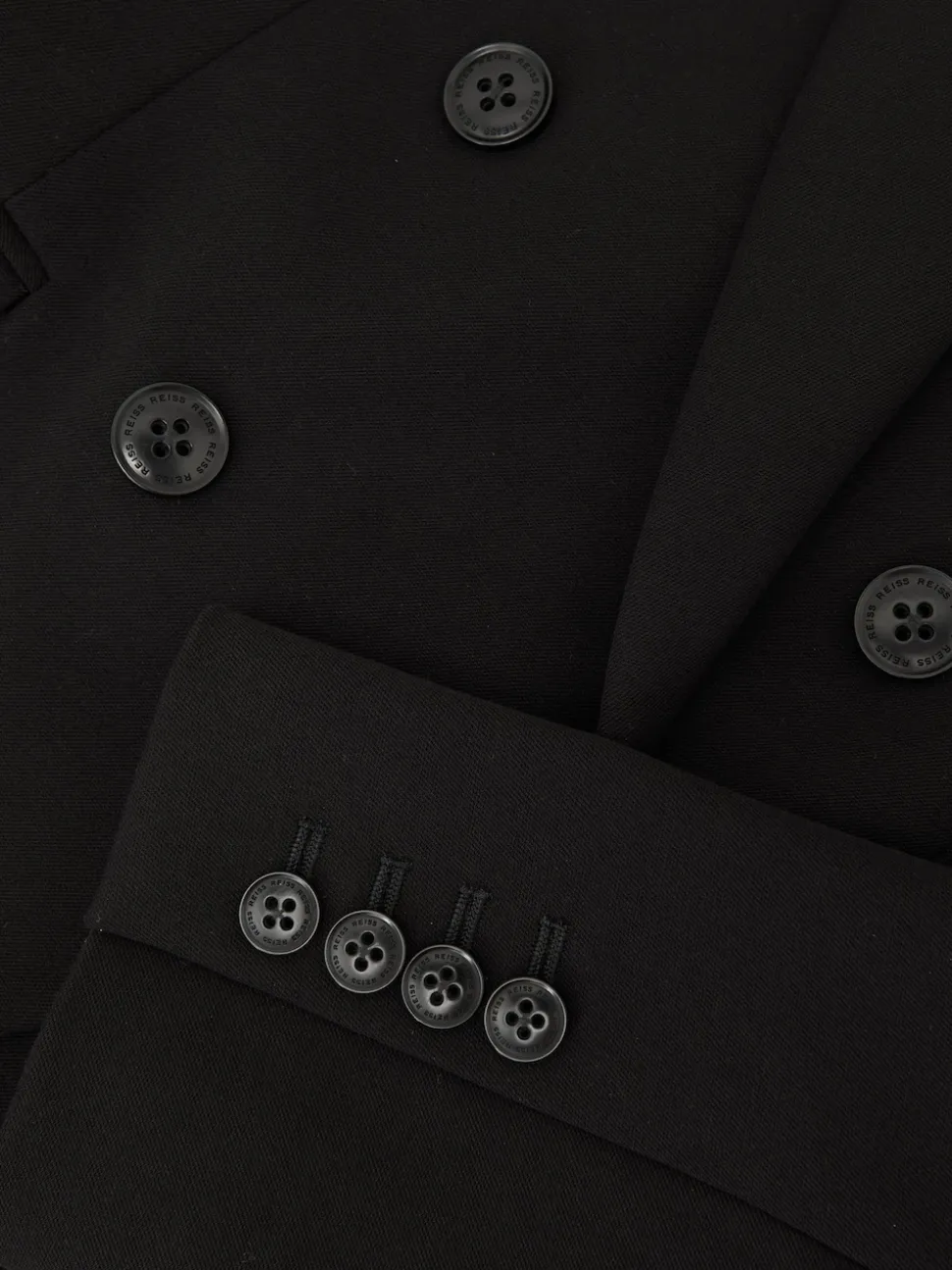 Reiss Black Gabi Petite Double-Breasted Suit Blazer