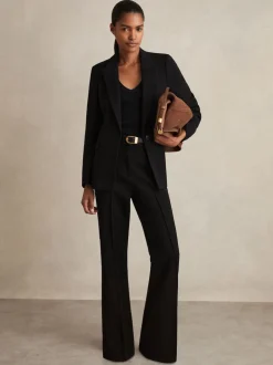 Reiss Black Gabi Petite Flared Suit Trousers