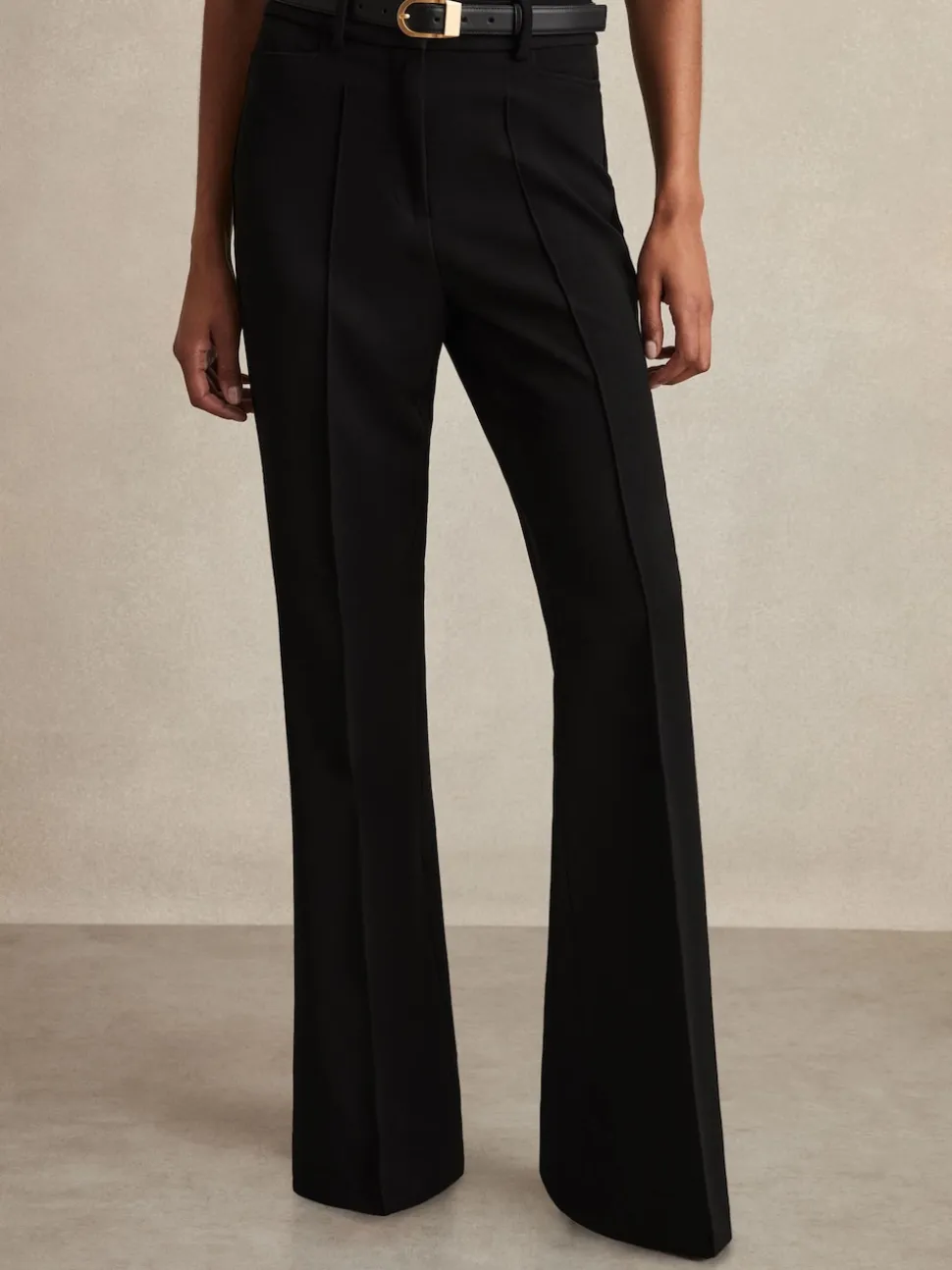 Reiss Black Gabi Petite Flared Suit Trousers