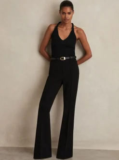 Reiss Black Gabi Petite Flared Suit Trousers
