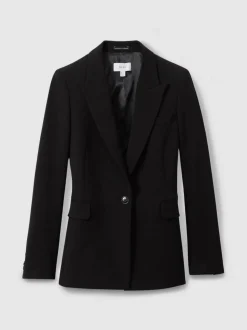 Reiss Black Gabi Petite Tailored Single Breasted Suit Blazer