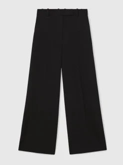 Reiss Black Gabi Wide-Leg Suit Trousers
