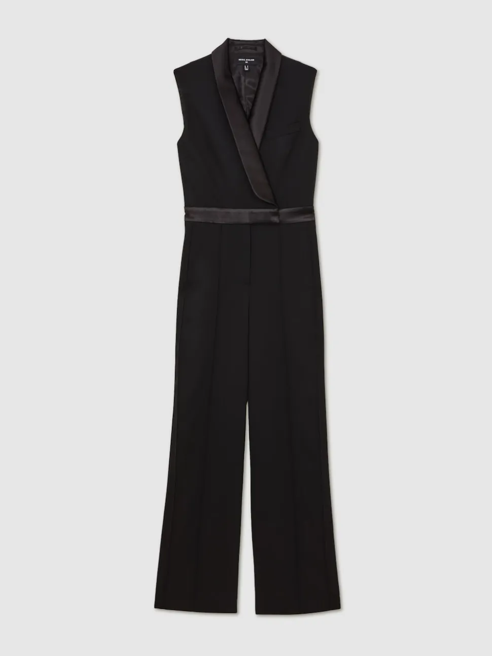 Reiss Black Gaia Atelier Wide-Leg Tuxedo Jumpsuit