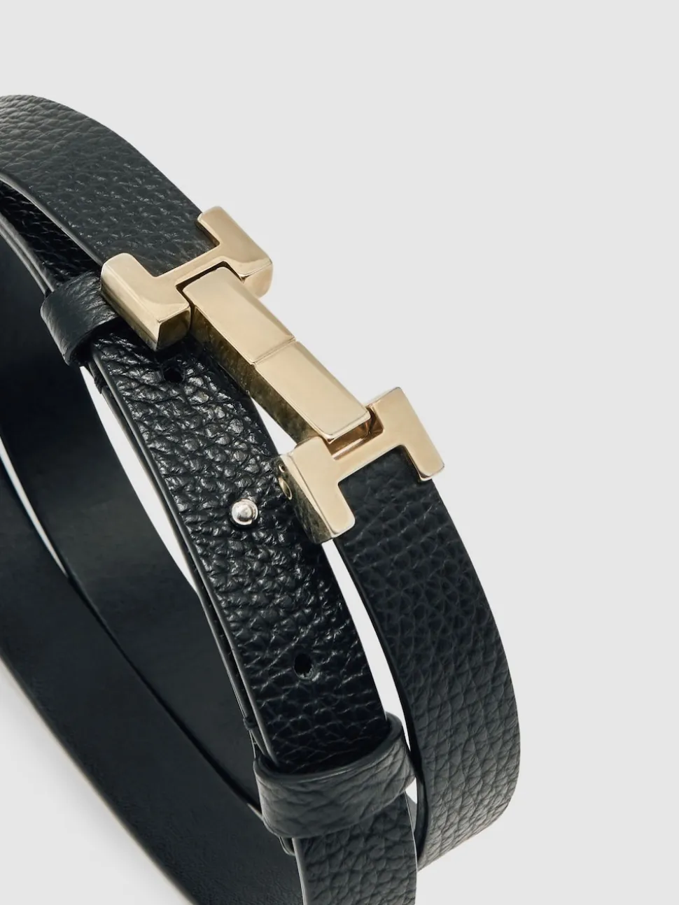 Reiss Black Hayley Leather Square Hinge Belt