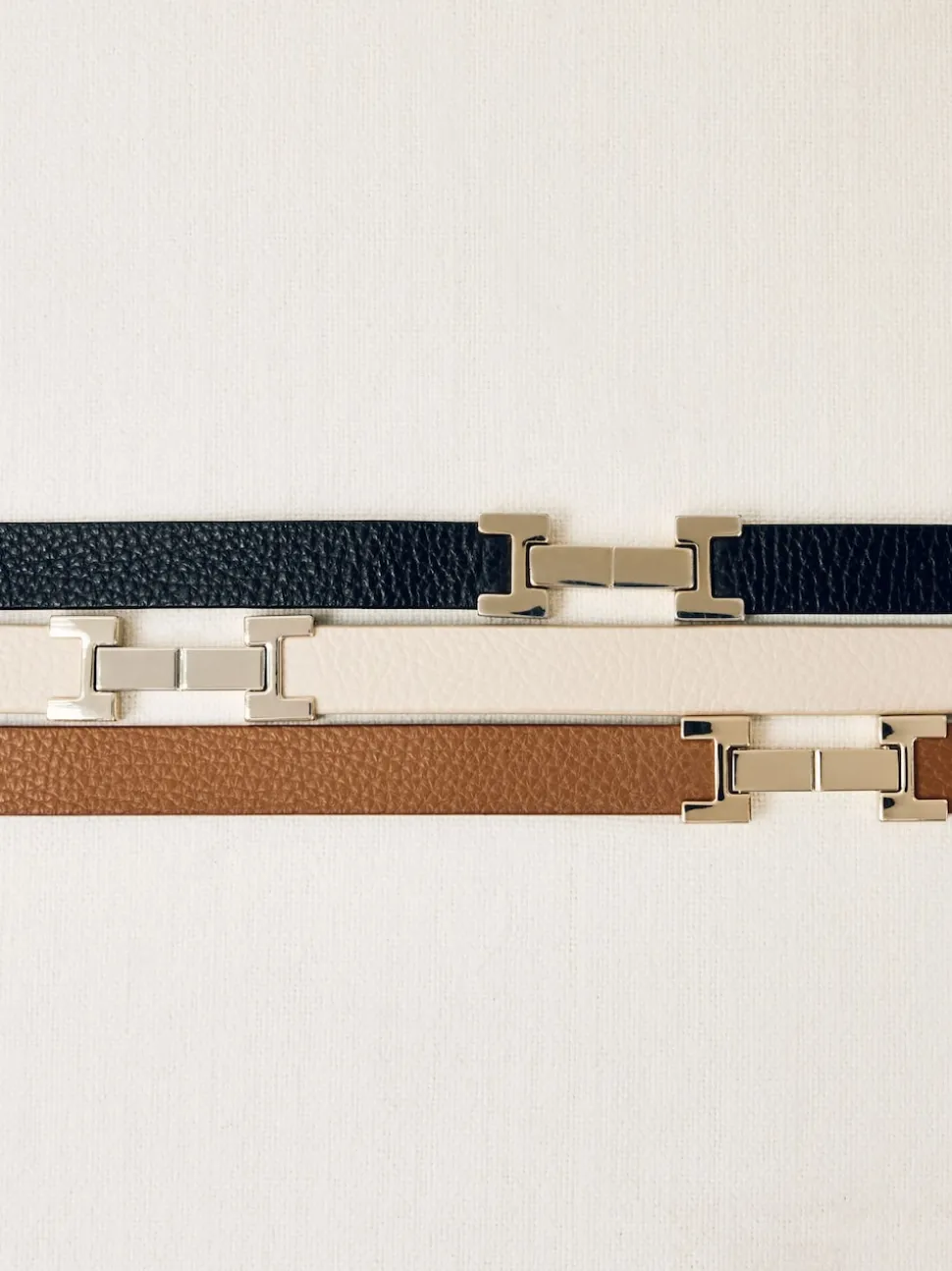 Reiss Black Hayley Leather Square Hinge Belt