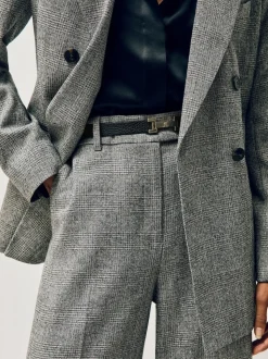 Reiss Black Hayley Leather Square Hinge Belt